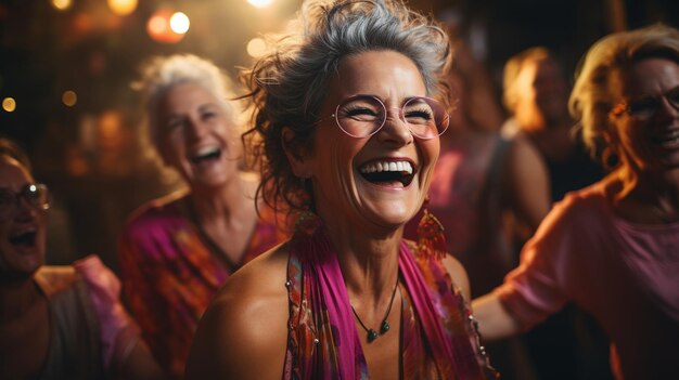 Elderly woman in dancing studio