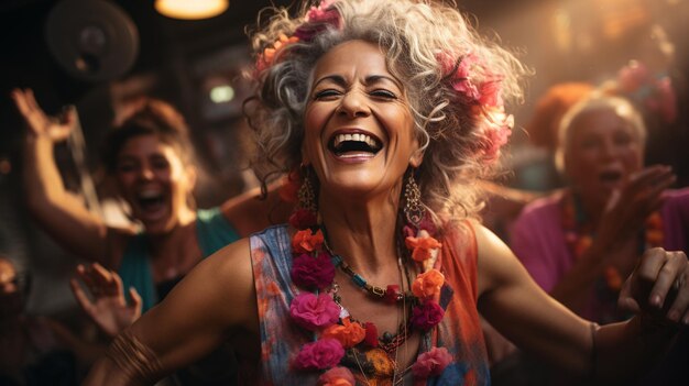 Elderly woman in dancing studio