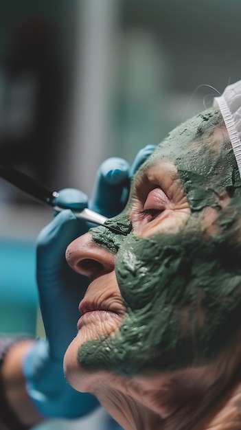 Elderly Woman Enjoying Skincare Treatment Session