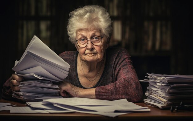 Elderly Woman Expertly Handling Tax Preparation Generative AI