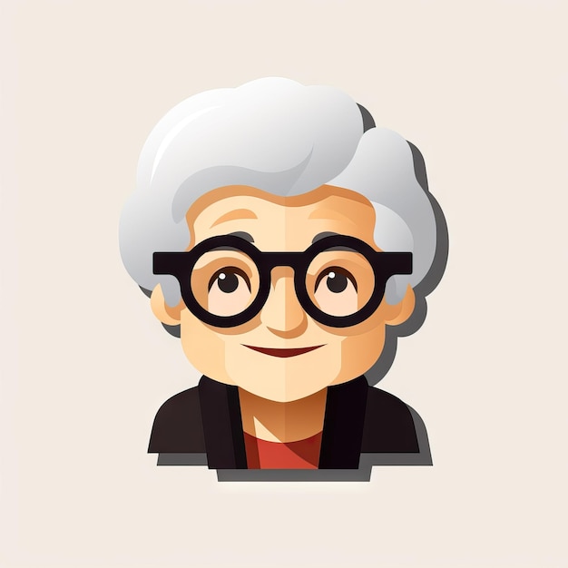 Elderly Woman in Flat Minimalistic Animation AI Generated