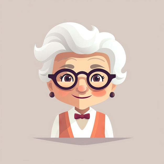 Elderly Woman in Flat Minimalistic Animation AI Generated