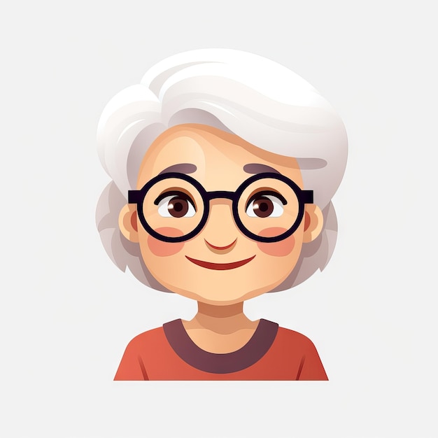 Elderly Woman in Flat Minimalistic Animation AI Generated