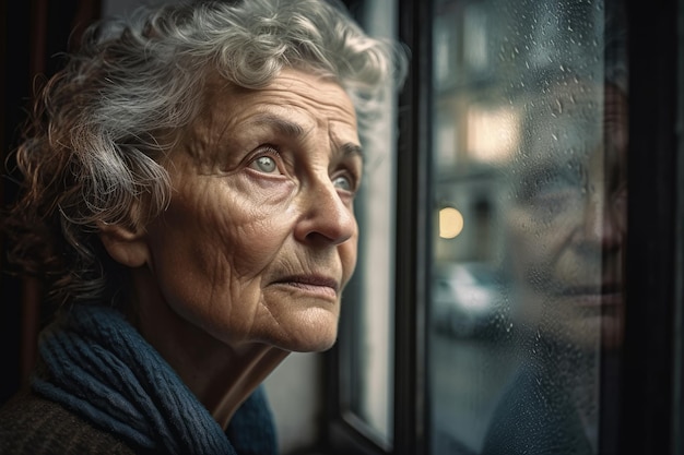 Elderly Woman Gazing Out Window with Stunning Realism and Multiple Camera Angles