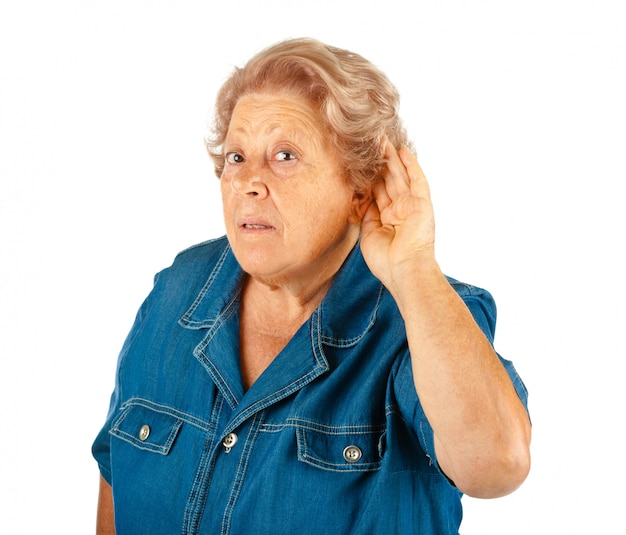 Elderly woman, hearing problems