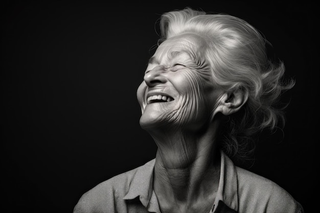 Elderly woman Mature and happy They have smiling and joyful expressions in the studio photo