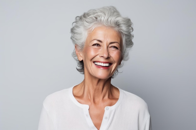 Elderly woman Mature and happy They have smiling and joyful expressions in the studio photo