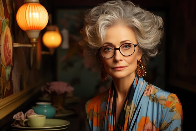 Elderly Woman Modern Stylish Fashionable Chic Sophisticated Senior Lifestyle Mature Beauty