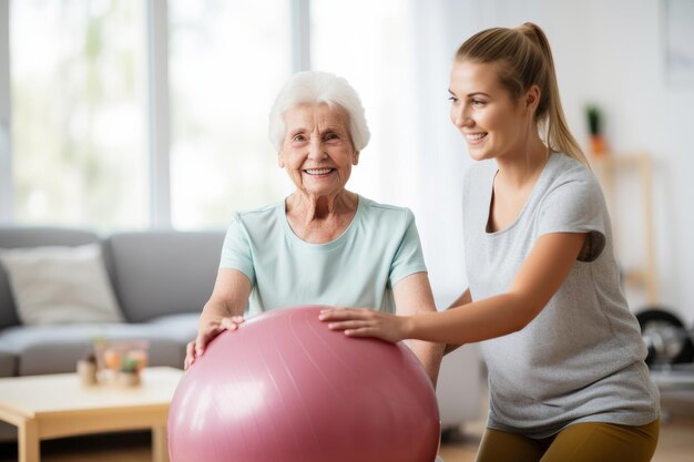 Elderly woman rehabilitation