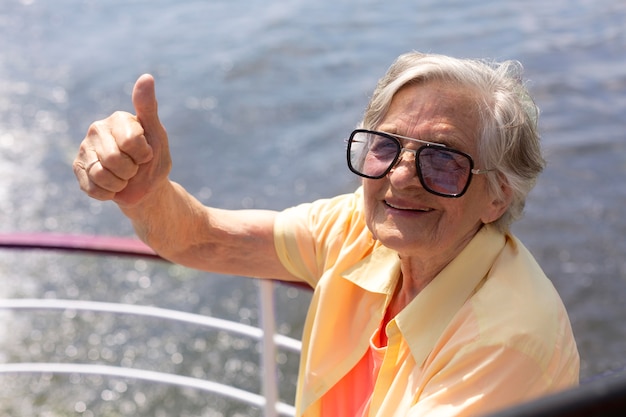 Elderly woman traveling alone