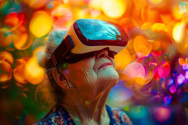 Elderly Woman in VR World with Radiant Palette