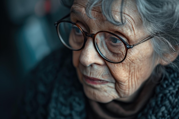 Elderly Woman With Glasses and Scarf