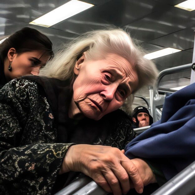 Foto donna anziana con volto triste dopo il lutto