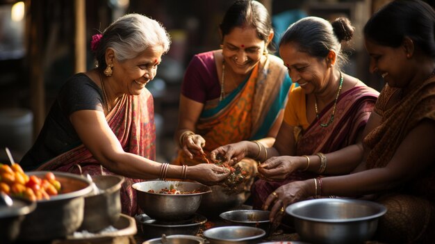 Photo elderly women preparing traditional holi wallpaper