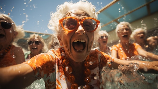 Foto donne anziane in piscina ai generativa