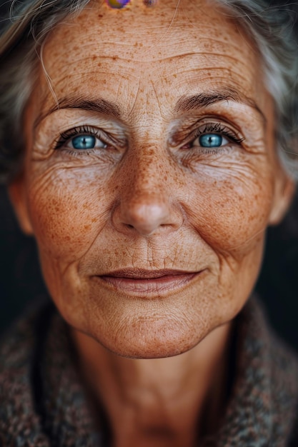 Foto ritratto di una donna anziana in primo piano ai generativa