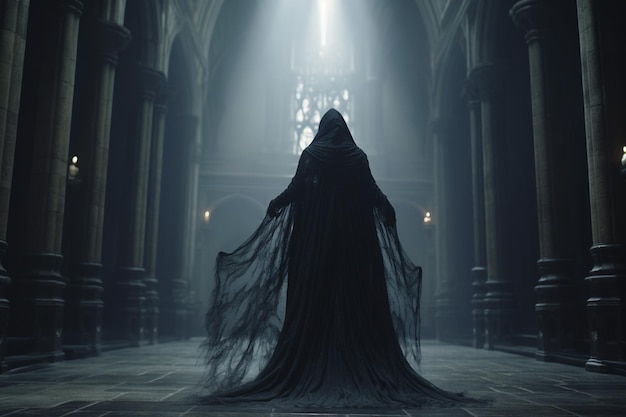 Eldritch wraith haunting the corridors of an ancie 00255 02