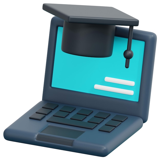 elearning 3d render icon illustration