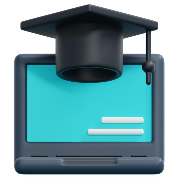 Elearning 3d render icon illustration