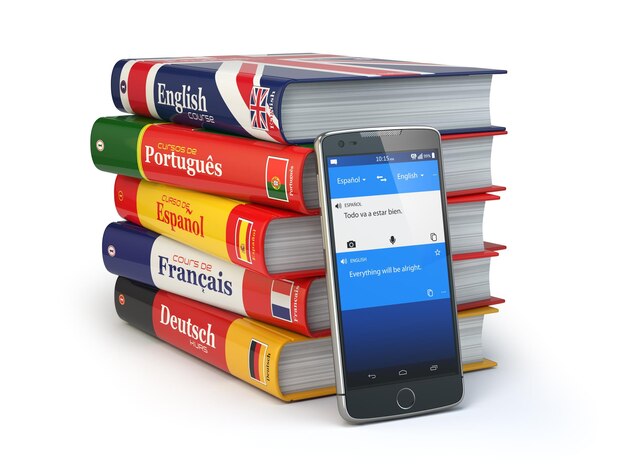 Elearning Mobiel woordenboek Online talen leren Smartphone met boeken