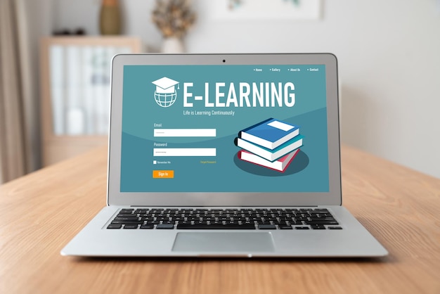 Фото Веб-сайт электронного обучения с современным программным обеспечением для ученика для изучения в интернете