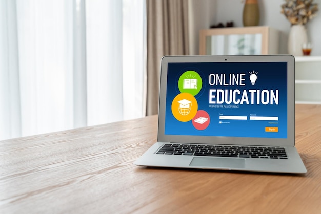 Веб-сайт электронного обучения с модным программным обеспечением для студентов, которые могут учиться в Интернете