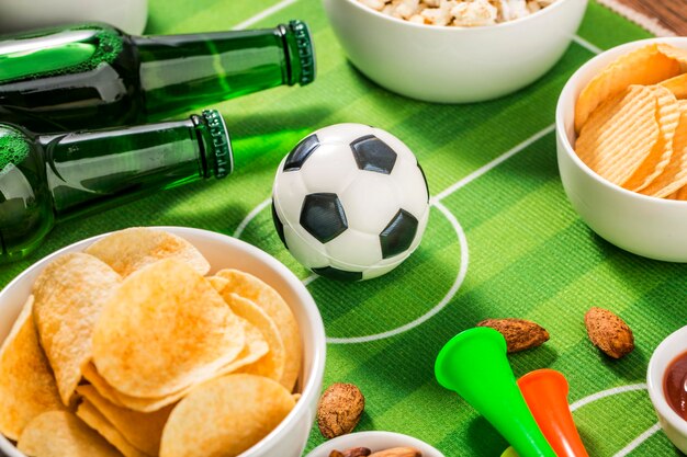 Elezione del cibo per le feste per la visione del campionato di calcio