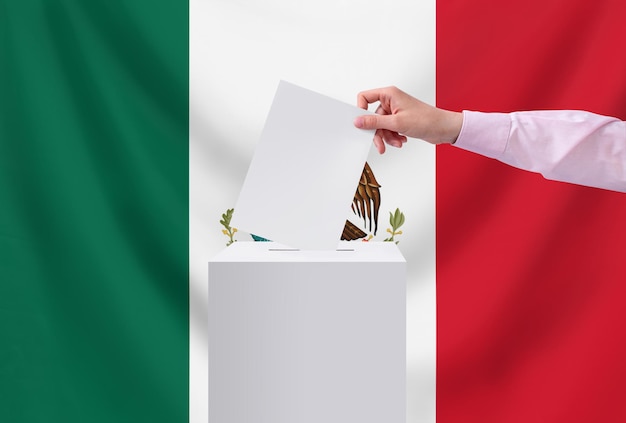 選挙 メキシコ 選挙の概念 投票者は投票用紙を投票箱に投げ込む