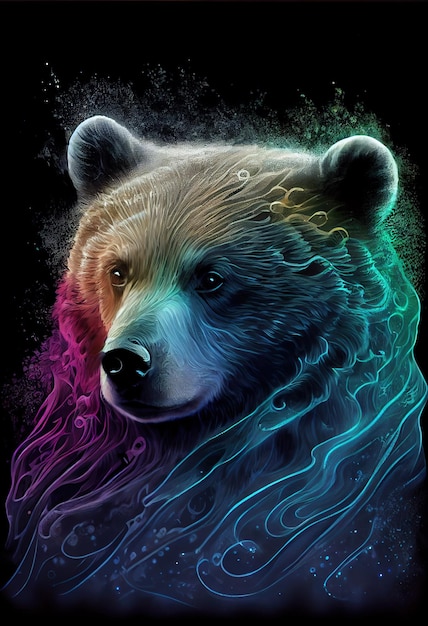 Electric bear print logo ai rendered