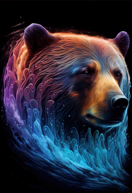 Electric bear print logo ai rendered