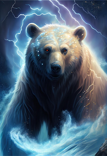Electric bear print logo ai rendered