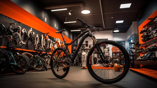 Photo an electric bike shop with a range background