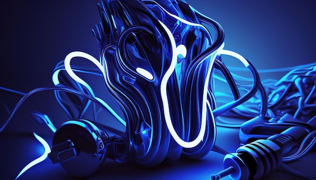 Electric blue background digital art illustration Generative AI