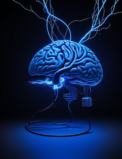 Electric Blue Brain Illustration