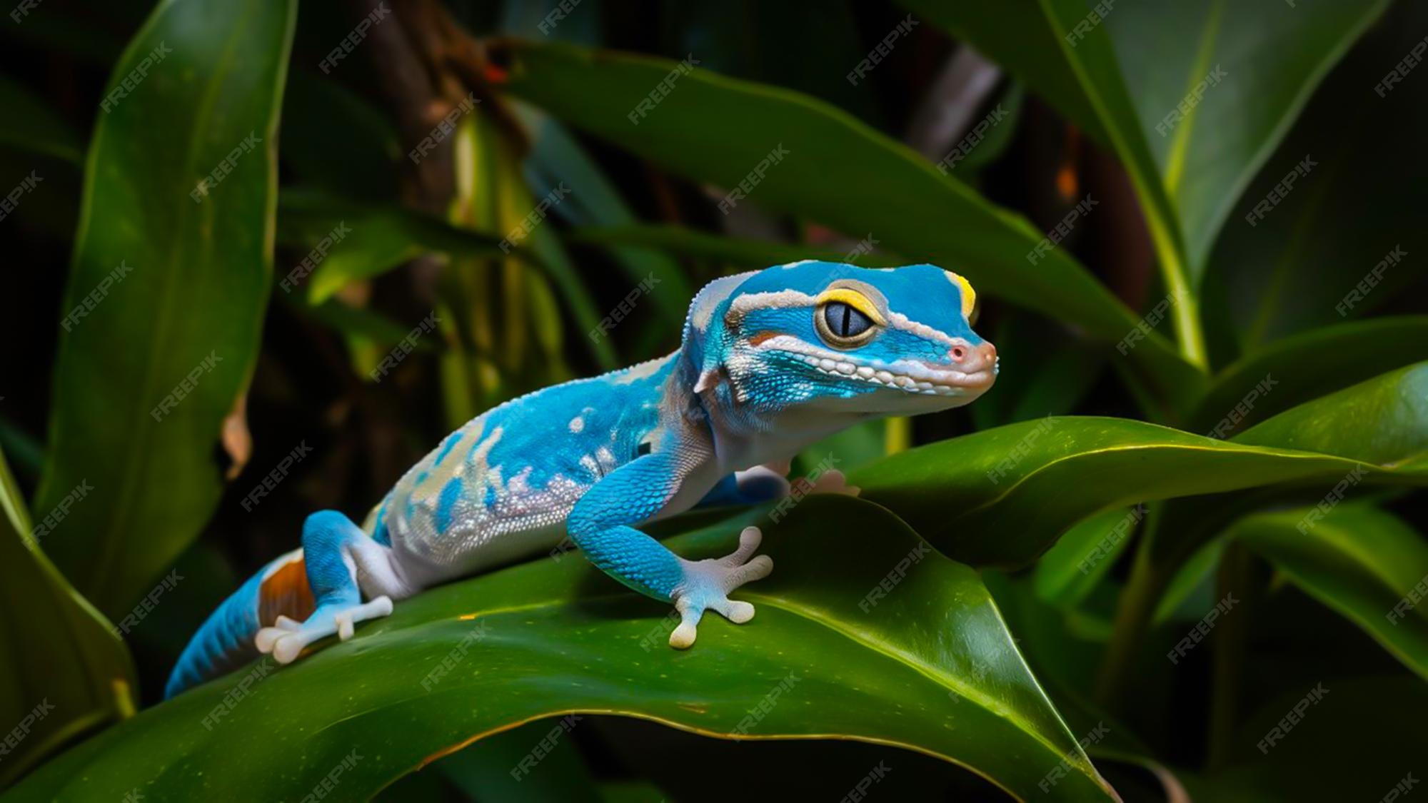 Premium Photo | Electric Blue Gecko in its Original Environment