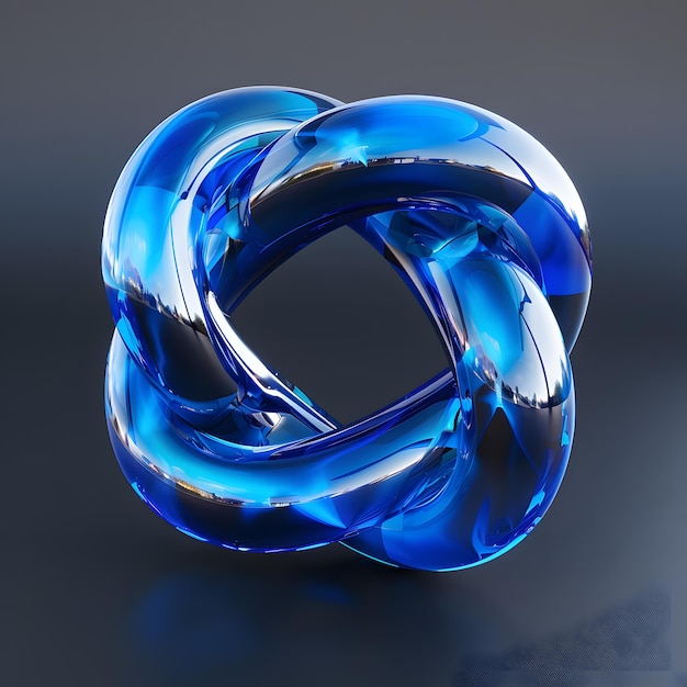 An electric blue glass paperweight rests on a sleek black surface