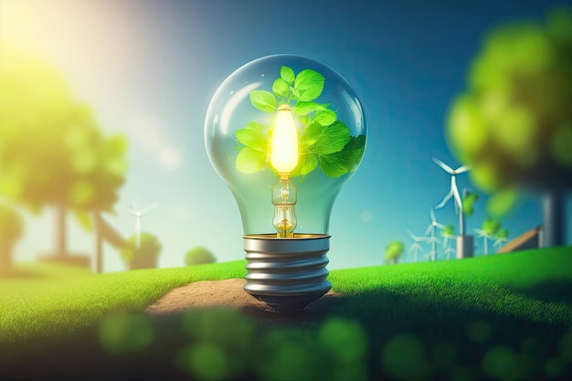 Электрическая лампочка, чтобы установить зеленую революцию и сэкономить электроэнергию.