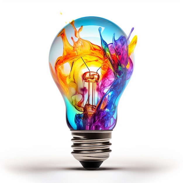 electric bulb with color splashes