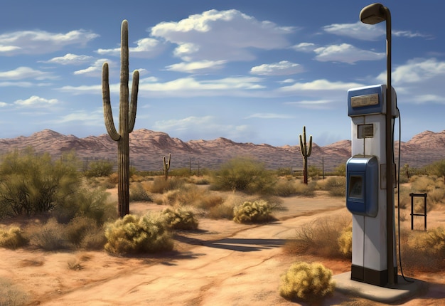 electric car charger in Arizona desert EV charger on highway ai generated