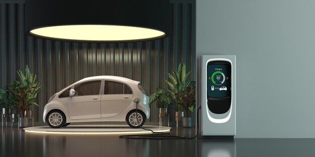 Electric car charging in garage