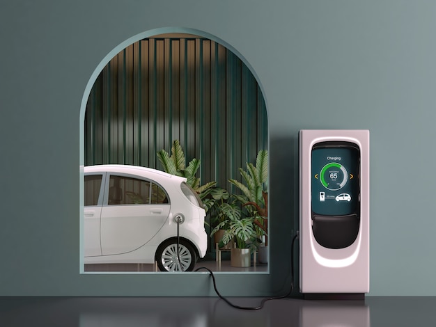 Electric car charging in garage