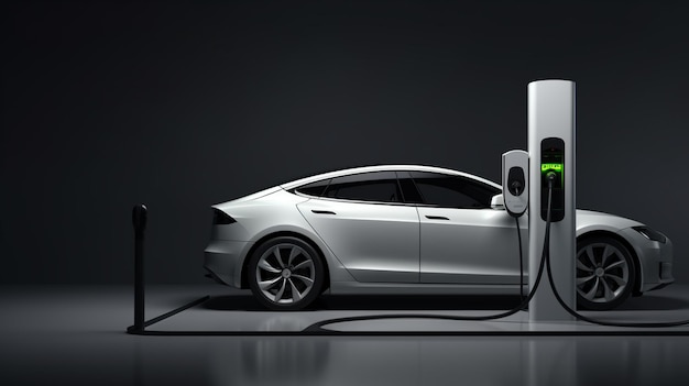 electric car charging station 3 d rendering