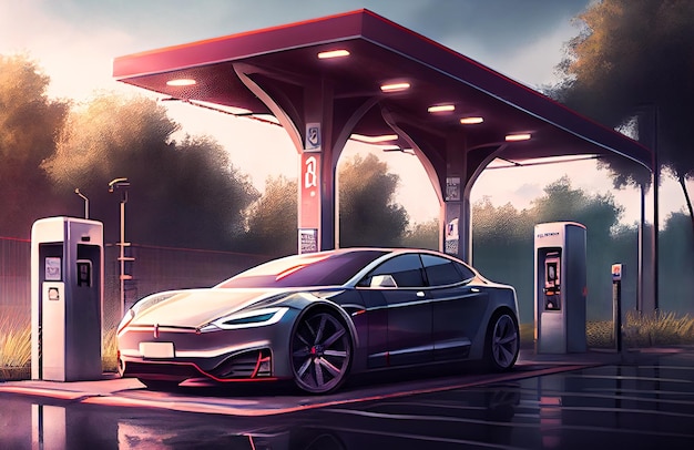 Electric car charging station Generative AI Generative AI