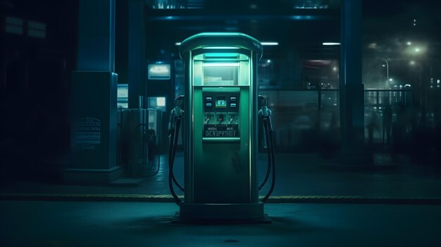 Electric car charging station at night