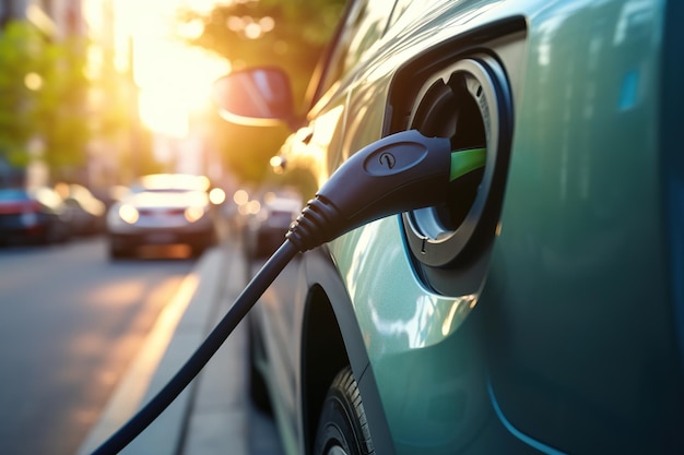 Electric car charging station with power supply Fuel up electric vehicles Made with Generative AI