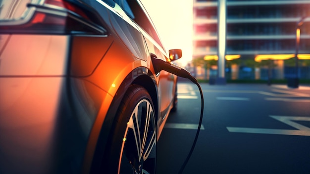 Зарядка электромобилей на станциях Электрическое топливо продвигается и является современным экологически чистым.