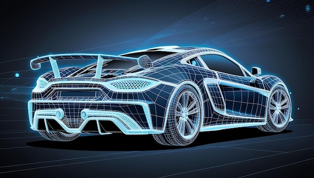 electric car concept with sports car vehicle in speed cars