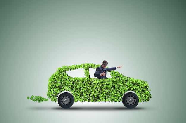 Electric car in green environment