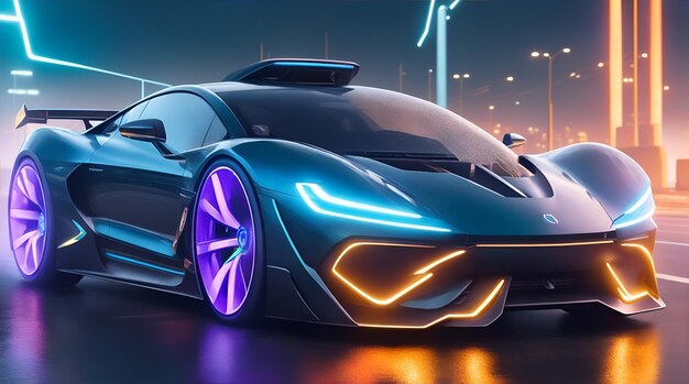 Electric car Hyper Realistic Futuristic Fantasy AI Generative