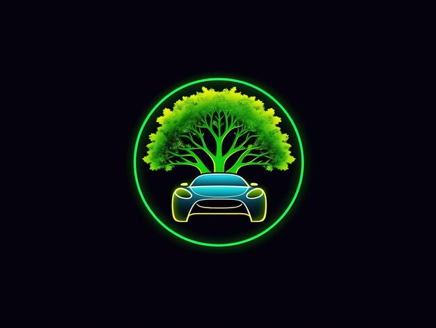 Фото Логотип электромобиля с иллюстрацией экологически чистой технологии